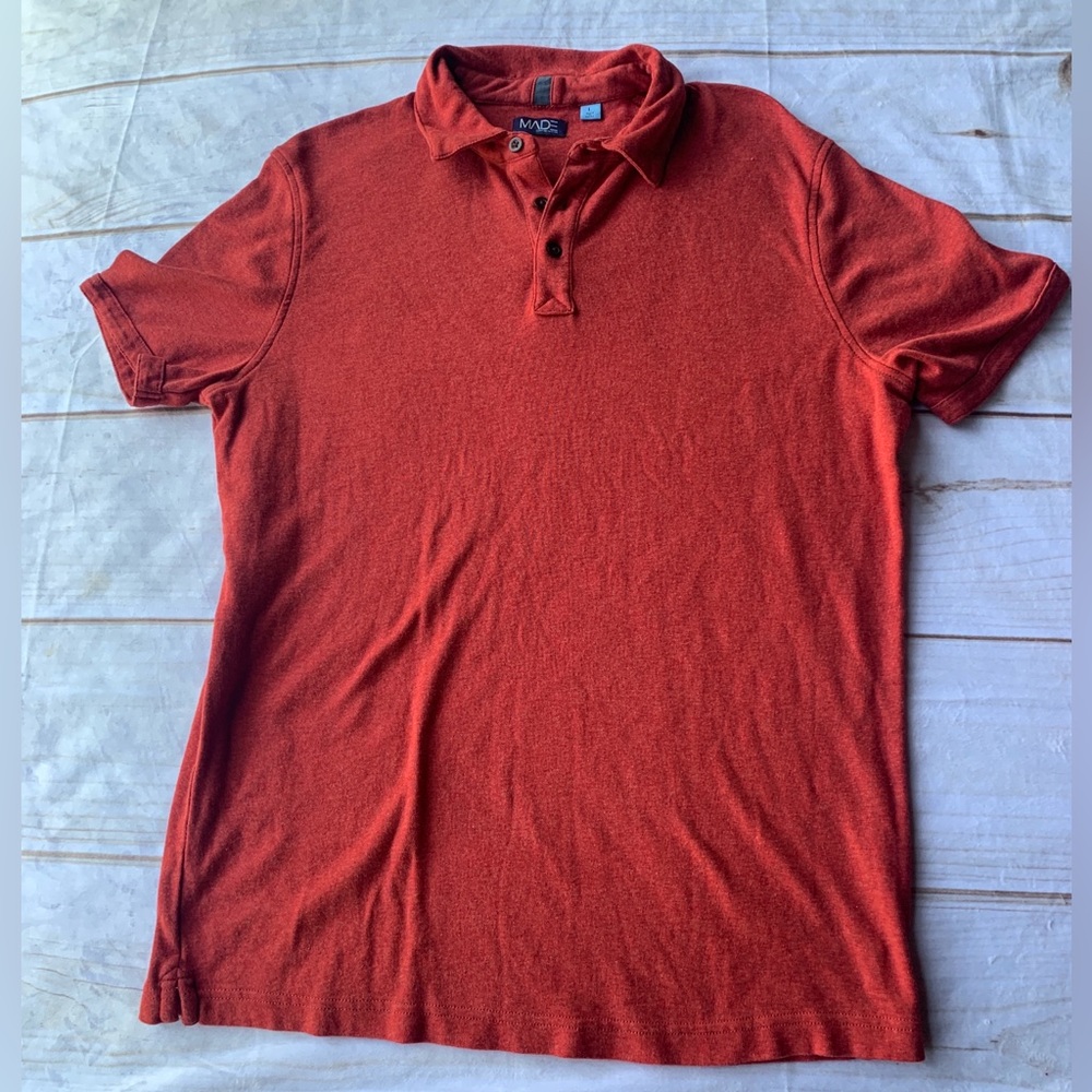 MADE Red Short Sleeve Polo Shirt Size L